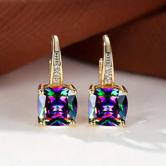 Mystica™ | Gold Stone Hoop Earrings