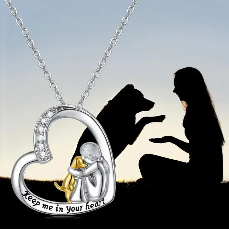 Cantrice™ | Silver Heart & Dog Necklace
