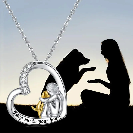 Cantrice™ | Silver Heart & Dog Necklace
