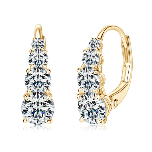 Carol™ | Gold Four Stone Earrings