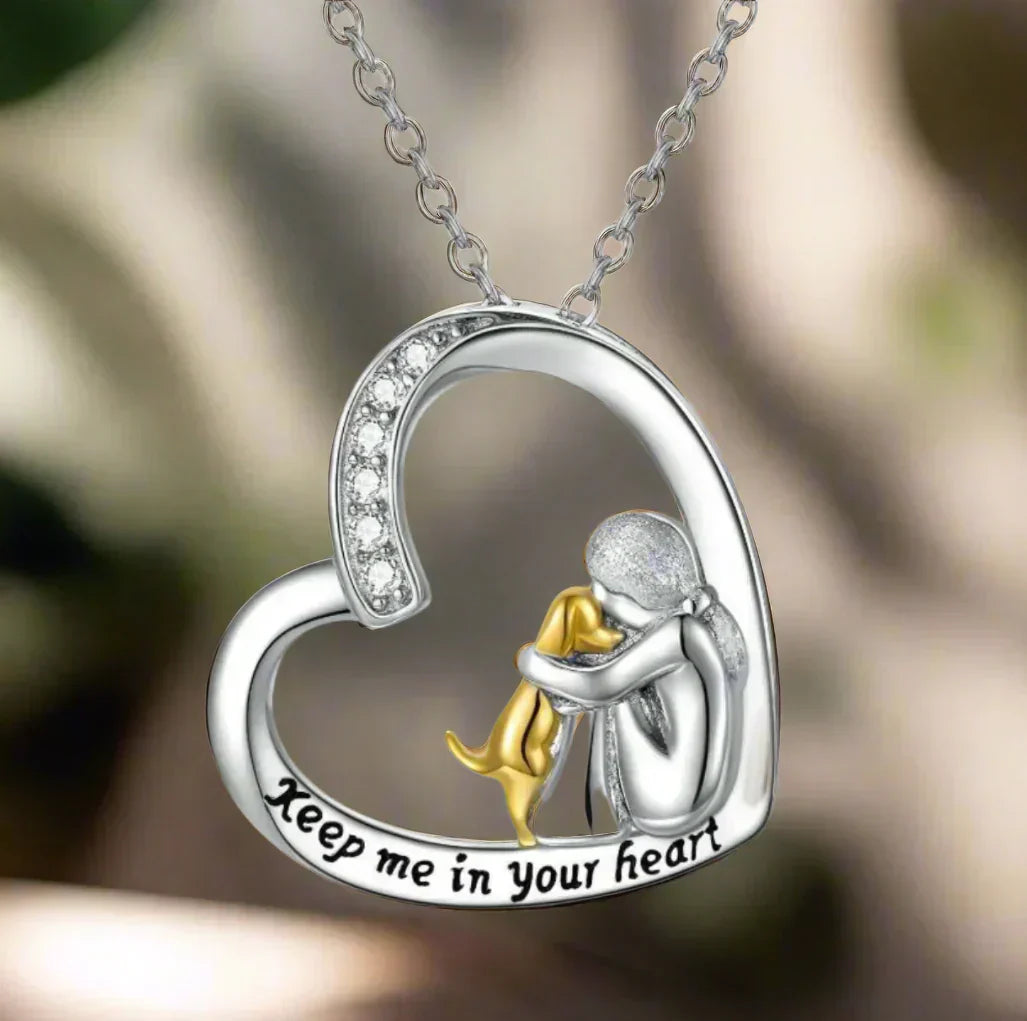 Cantrice™ | Silver Heart & Dog Necklace